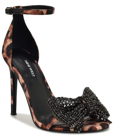 Nine West Women's Tansie Embellished High Stiletto Dress Sandals In Brown