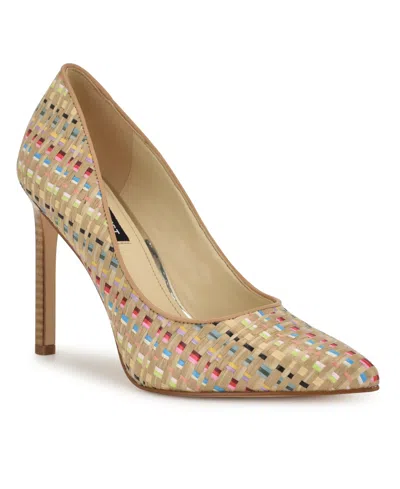 Nine West Women's Tatiana Pointy Toe Stiletto Pumps In Natural Multi Woven
