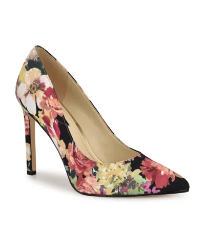 Nine West Women's Tatiana Pointy Toe Stiletto Pumps In Black Fall Floral