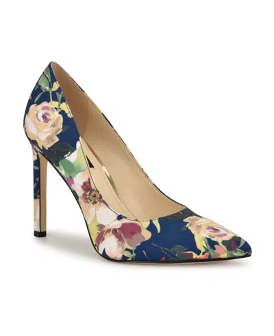 Nine West Women's Tatiana Stiletto Pointy Toe Dress Pumps In Navy Fall Floral