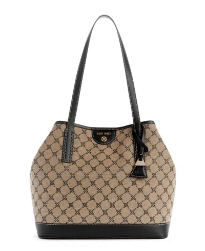 Nine West Teagan 2 In 1 Tote In Natural Logo Black