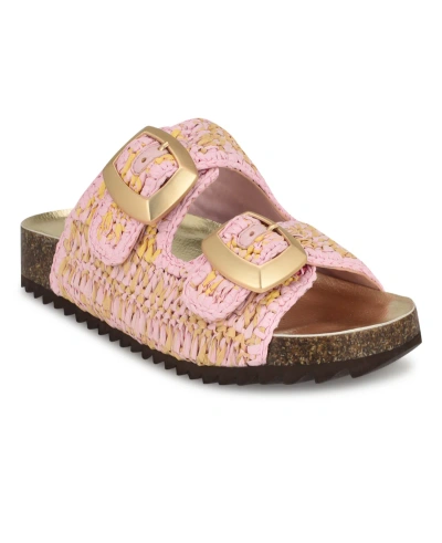 Nine West Women's Tenly Round Toe Slip-on Casual Sandals In Pink Multi