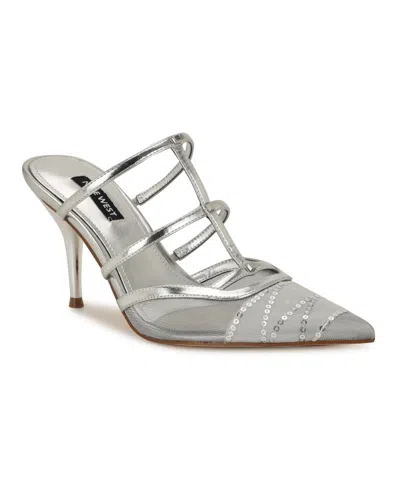 Nine West Women's Tianala Caged Slip-on Stiletto Pumps In Silver
