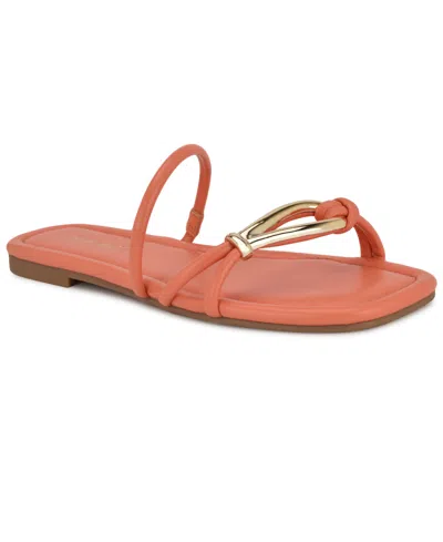Nine West Women's Tigra Strappy Flat Sandals In Orange