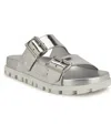 Nine West Timma Two-strap Platform Sandal In Silver Mirror Metallic