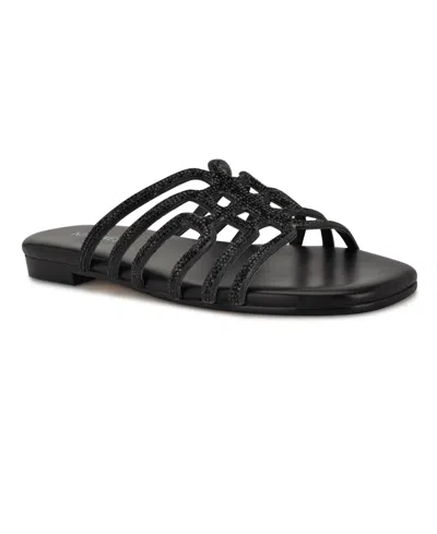 NINE WEST WOMEN'S TIMY SLIP-ON FLAT STRAPPY DRESS SANDALS