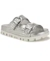 Nine West Women's Tindy Woven Buckle Straps Flat Sandals In Silver