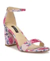 Nine West Women's Toniann Open Toe Dress Sandals In Pink Mystic Garden Print Multi