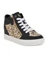Nine West Tons Lace-up Wedge Sneaker In Gold Shimmer Leopard