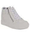Nine West Women's Tons High Top Hidden Wedge Sneakers In White,silver