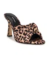 Nine West Women's Trina Bow Tapered Heel Slip-on Sandals In Leopard Satin