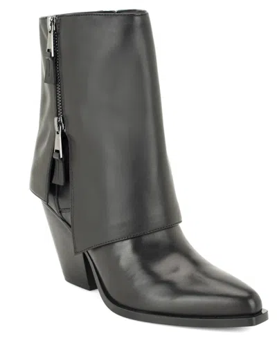 Nine West Umberto Pointed Toe Leather Bootie In Black