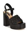 Nine West Women's Vadyn Woven Platform Block Heel Sandals In Black