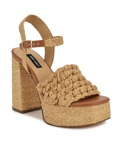 Nine West Women's Vadyn Block Heel Dress Sandals In Medium Natural