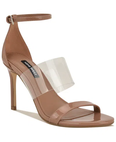 Nine West Women's Vallie Strappy Vinyl Stiletto Sandals In Brown