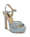 Nine West Waser Ankle Strap Platform Sandal In Light Blue Denim
