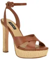 Nine West Ankle Strap Platform Sandal In Brown