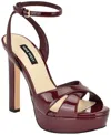Nine West Wilda Platform Sandal In Burgundy