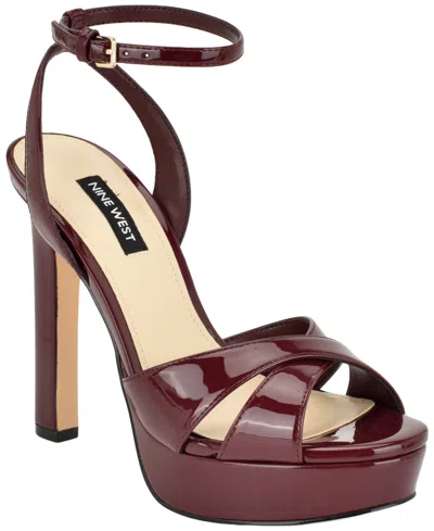 NINE WEST WOMEN'S WILDA CRISS-CROSS HIGH STILETTO PLATFORM SANDALS