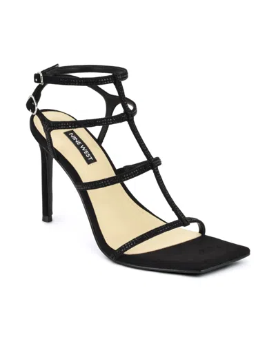 Nine West Women's Wilma Caged Square Toe Stiletto Dress Sandals In Black