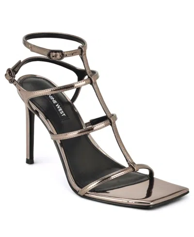 Nine West Women's Wilma Caged Square Toe Stiletto Dress Sandals In Gray