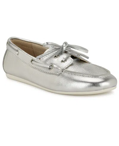 Nine West Women's Yacht Slip-on Casual Flat Loafers In Silver Leather