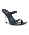Nine West Women's Yogirl Square Toe Slip-on Dress Sandals In Navy Shimmer