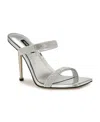Nine West Women's Yogirl Square Toe Slip-on Dress Sandals In Silver Shimmer
