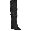Nine West Womens Block Heel Faux Leather Knee-high Boots In Black Smooth