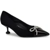 Nine West Wendon Pointed Cap Toe Kitten Heel Pump In Black