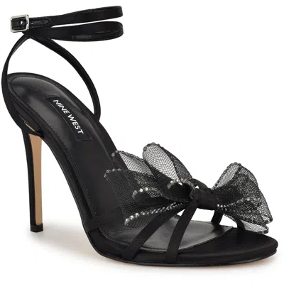 Nine West Womens Bow Man Made Ankle Strap In Black
