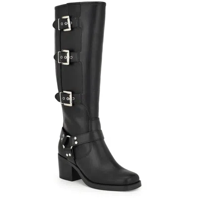 Nine West Womens Buckle Faux Leather Knee-high Boots