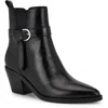 Nine West Womens Buckle Leather Ankle Boots In Black