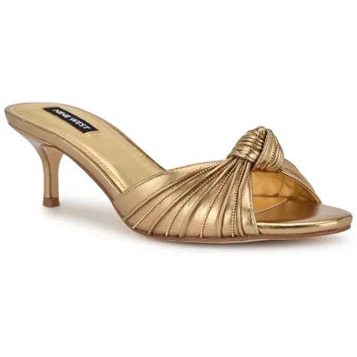 Nine West Womens Comfort Insole Faux Leather Kitten Heels In Bronze