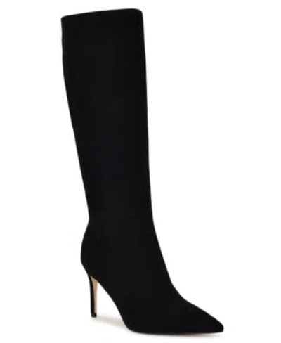 Nine West Womens Cook Tall Stiletto Dress Boots Regular Wide Calf In Black