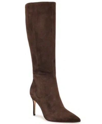 Nine West Womens Cook Tall Stiletto Dress Boots Regular Wide Calf In Brown