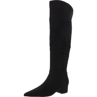 Nine West Womens Cushioned Footbed Faux Suede Over-the-knee Boots In Black