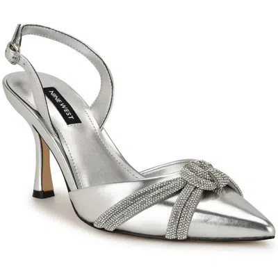 Nine West Womens Embellished Man Made Slingback Heels In Multi