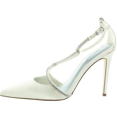Nine West Womens Embellished Textured Ankle Strap In White