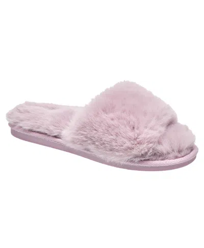 Nine West Womens Faux Fur Slippers In Purple