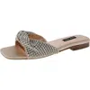 Nine West Womens Faux Leather Embellished Slide Sandals In Brown
