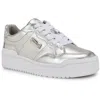 Shop Nine West Womens Faux Leather Lace-up Casual And Fashion Sneakers In Silver