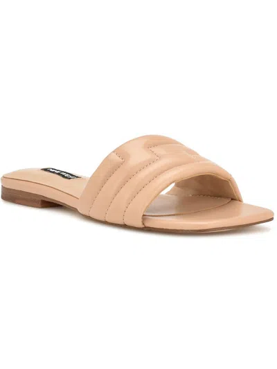 Nine West Womens Faux Leather Peep-toe Slide Sandals In Pink
