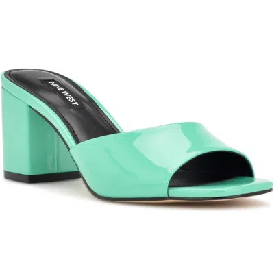 Nine West Womens Faux Leather Slip On Block Heel In Green