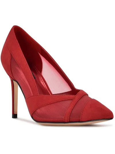 Nine West Womens Faux Suede Cushioned Footbed Pumps In Red