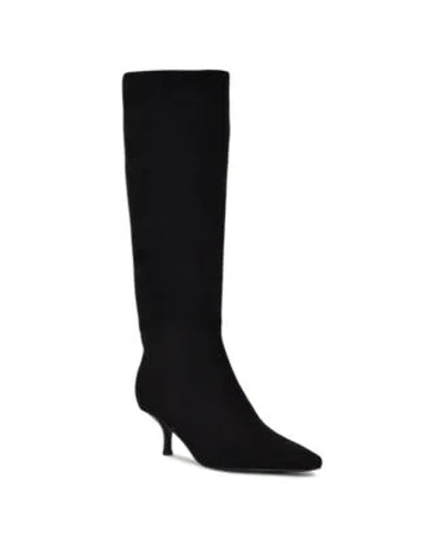 Nine West Womens Havier Tall Kitten Heel Dress Boots Regular Wide Calf In Black