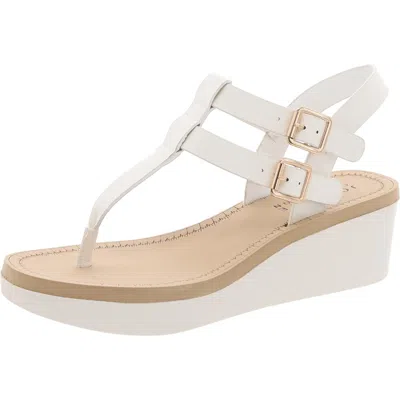 Nine West Womens Manmade T-strap Sandals In White
