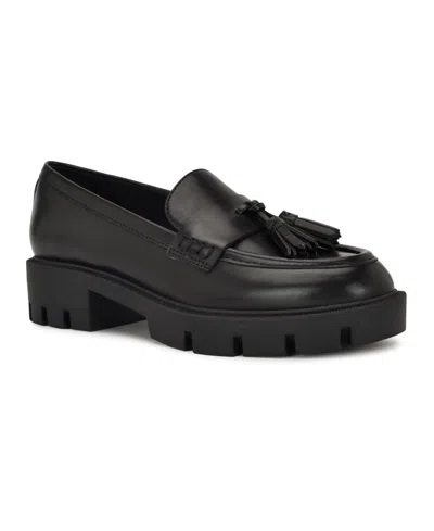 Nine West Womens Marela Tassel Lug Sole Loafers In Black