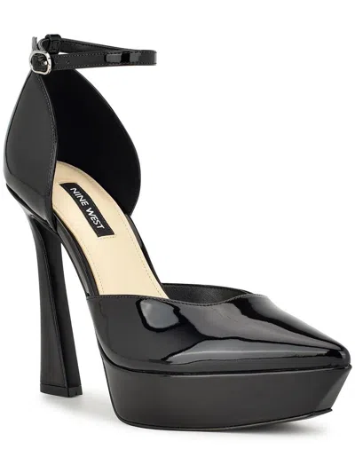Nine West Womens Patent Pointed Toe Platform Heels In Black