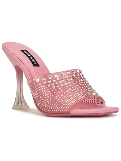Nine West Womens Rhinestone Slip On Heels In Pink